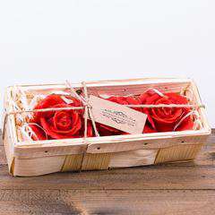 Pakiet świec - róża czerwona 3 szt w łubiance