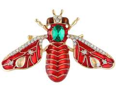Dekorative Brosche Insekt mit Zirkonia rote Flügel