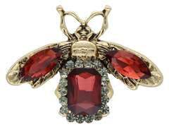 Dekorative Brosche Goldenes Insekt mit roten Kristallen
