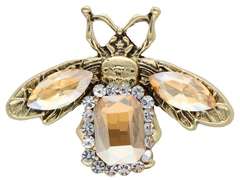 Dekorative Brosche Goldenes Insekt mit weißen Kristallen