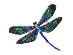 Dekorative Brosche Libelle mit Zirkonia im blauen Farbton