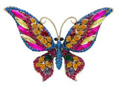 Dekorative Brosche Großer Schmetterling mit rosa Zirkonia
