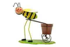 Dekorativer Blumentopf Biene mit Wagen