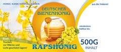 Etiketten bunt für deutschen Bienenhonig RAPSHONIG 100Stk/1Pack