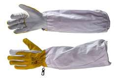 Lederhandschuhe mit gelben Einsätzen, Größe S