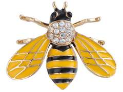 Dekorative Brosche Gelbe Biene mit Zirkonen 