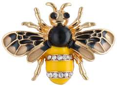 Dekorative Brosche Biene mit Zirkonia an Bändern
