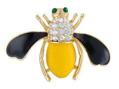 Dekorative Bienenbrosche mit Zirkonia grüne Augen