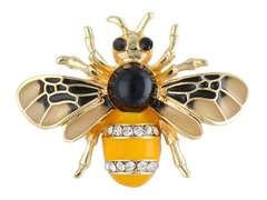 Dekorative Brosche Biene mit Zirkonen und schwarzer Perle