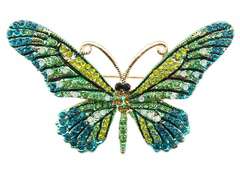 Dekorative Brosche Schmetterling mit grün-blauen Zirkonia