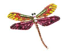 Dekorative Brosche Libelle mit rosa-gelben Zirkonia