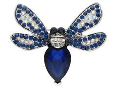 Dekorative Brosche mit Zirkonia blaue Flügel