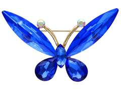 Dekorative Brosche Blauer Schmetterling mit Kristallen