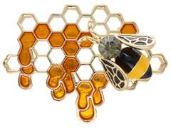 Dekorative Brosche Biene auf Wabe