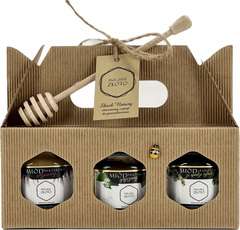 Geschenkset "Für Leber" 3 Honigsorten 250g in Schachtel mit Griff