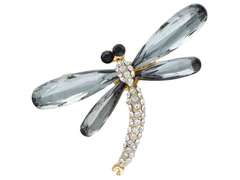 Dekorative Brosche Graphit-Libelle mit Zirkonia
