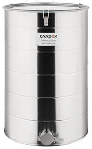 CAADEX Abfüllbehälter aus säurebeständigem Edelstahl, 110 kg, mit rostfreiem Quetschhahn, Dichtung und Klammern