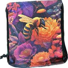 Beutel-Rucksack mit Biene auf orangefarbener Blume