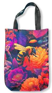 Tasche mit Biene auf orangefarbener Blume