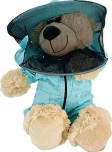 Teddybär Imker in türkisfarbenem Imkeranzug