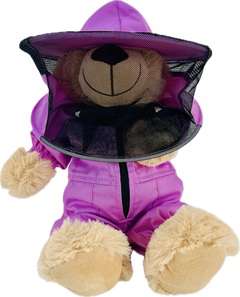 Teddybär Imker in violettem Imkeranzug