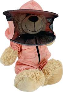 Teddybär Imker in lachsfarbenem Imkeranzug