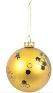 Christbaumkugel "Royal Bee" – Gold mit schwarzen Bienen (Ø 8 cm)
